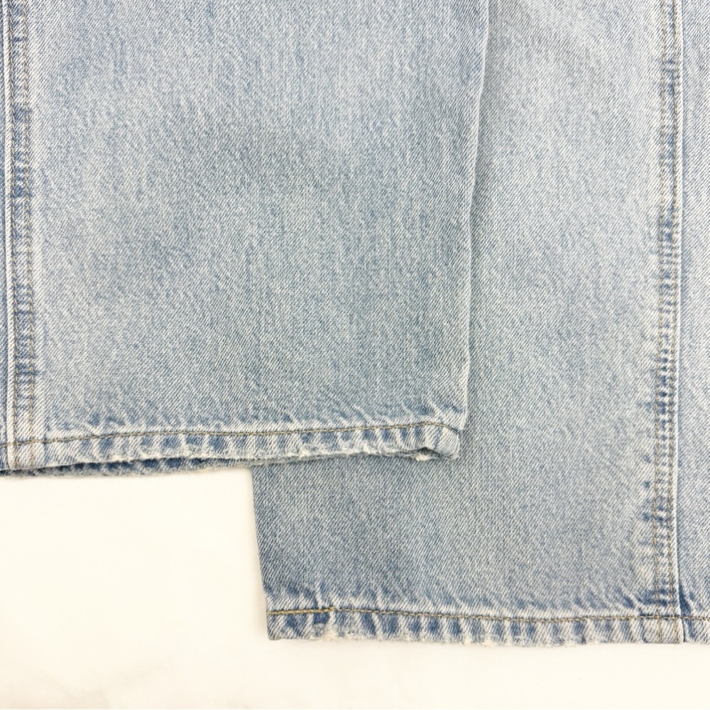 Levi’s Premium Vintage Denim Straight Leg Overalls Bright Light Wash Distressed - Picture 8 of 16